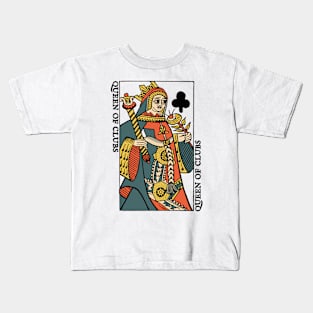 Antique Character of Playing Card Queen of Clubs Kids T-Shirt